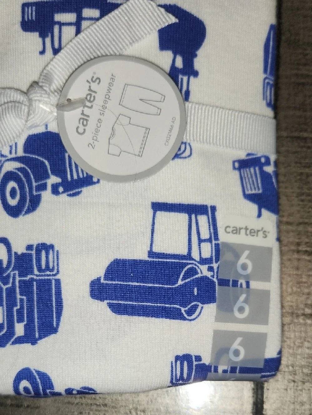 NWT Carter's White and Blue Construction Vehicle Pajama Set